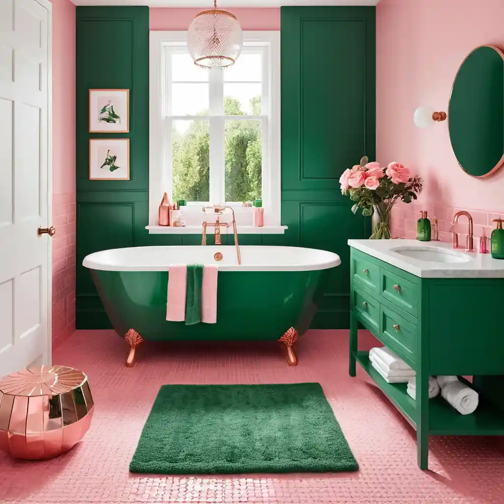 Emerald Green and Pink Bathroom Combo