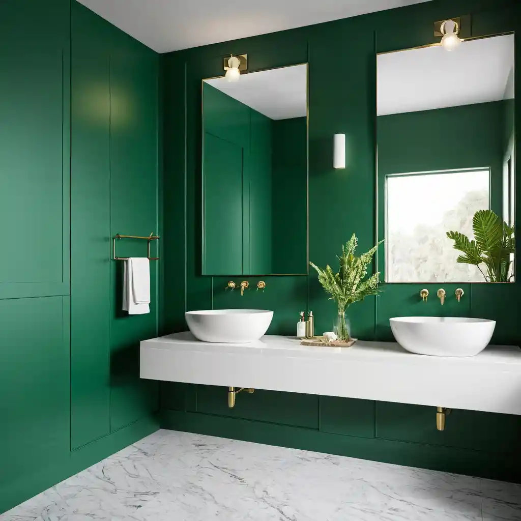 Emerald Green and White Freestanding Sink