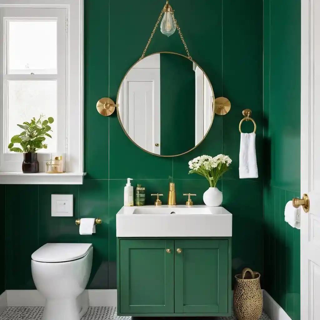 Emerald Green in Small Bathroom Spaces