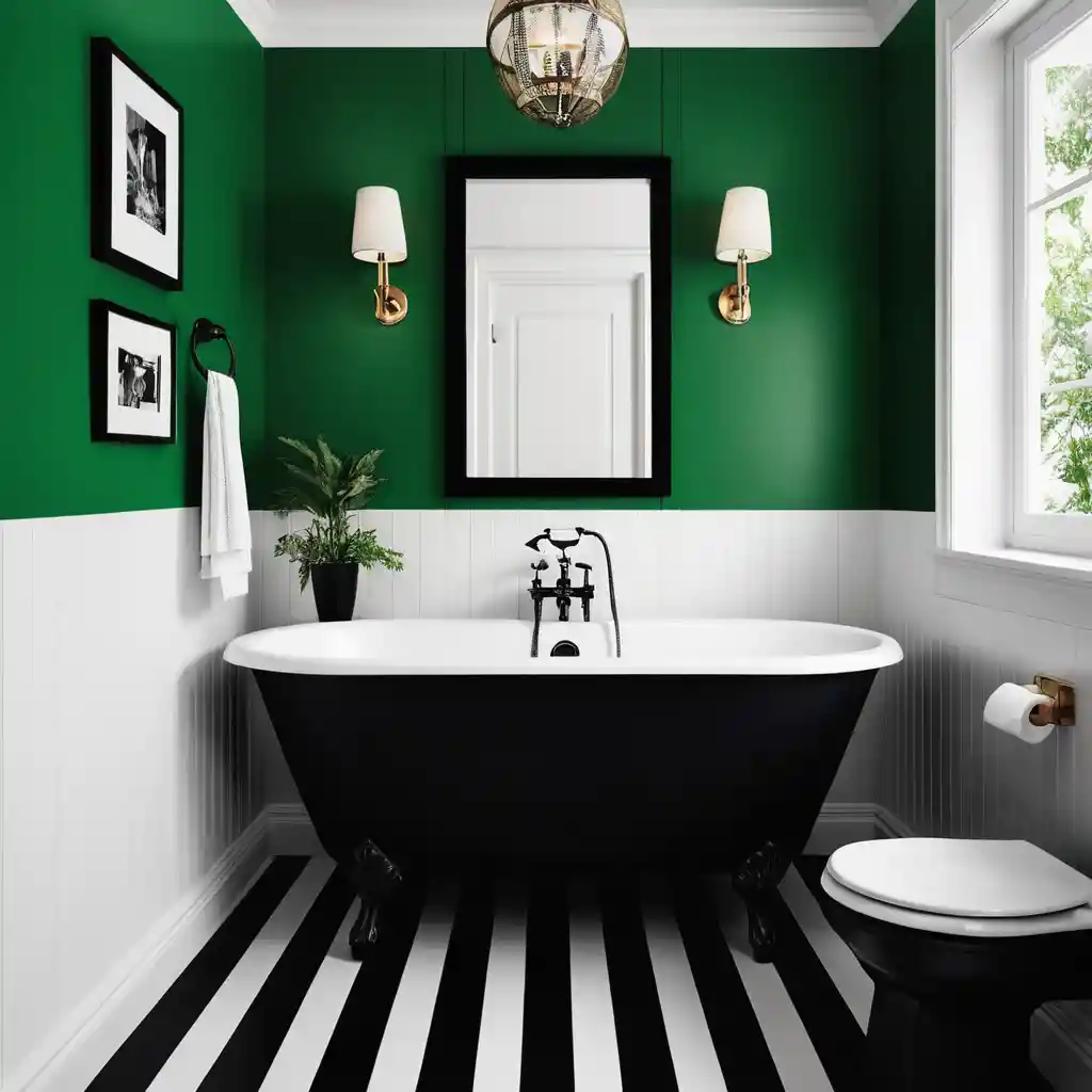 Emerald Green with Black and White Stripes