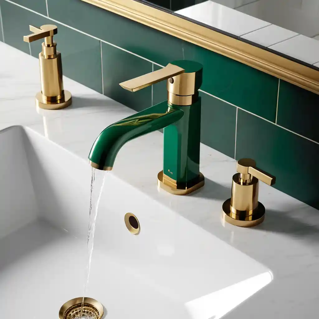 Emerald Green with Brass Faucets