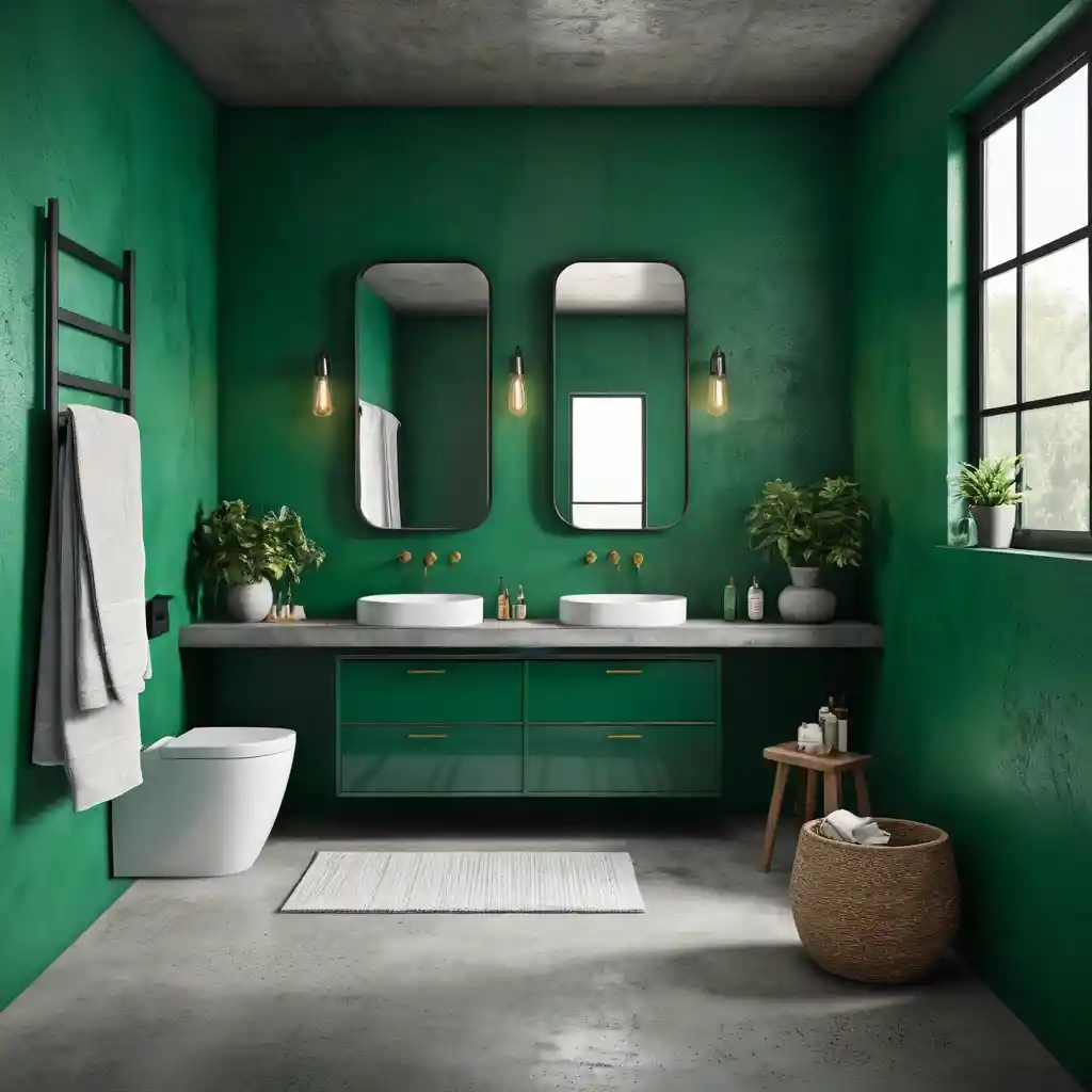 Emerald Green with Concrete Flooring