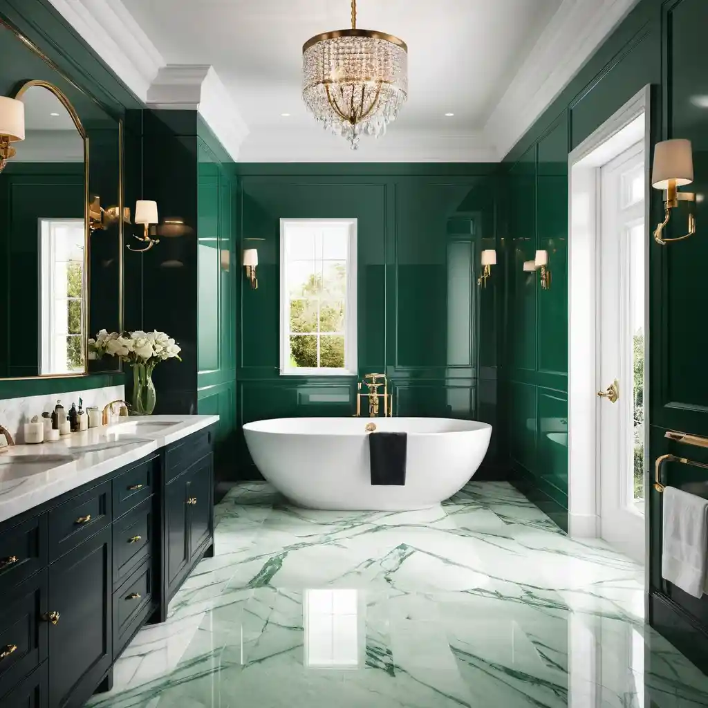 Emerald Green with Luxe Marble Floors