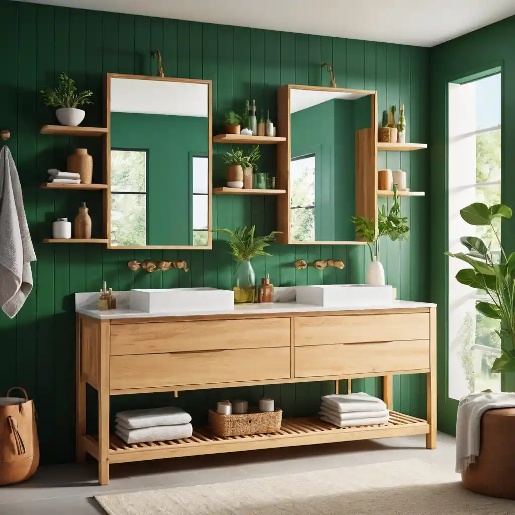 Emerald Green with Natural Light Wooden Accents