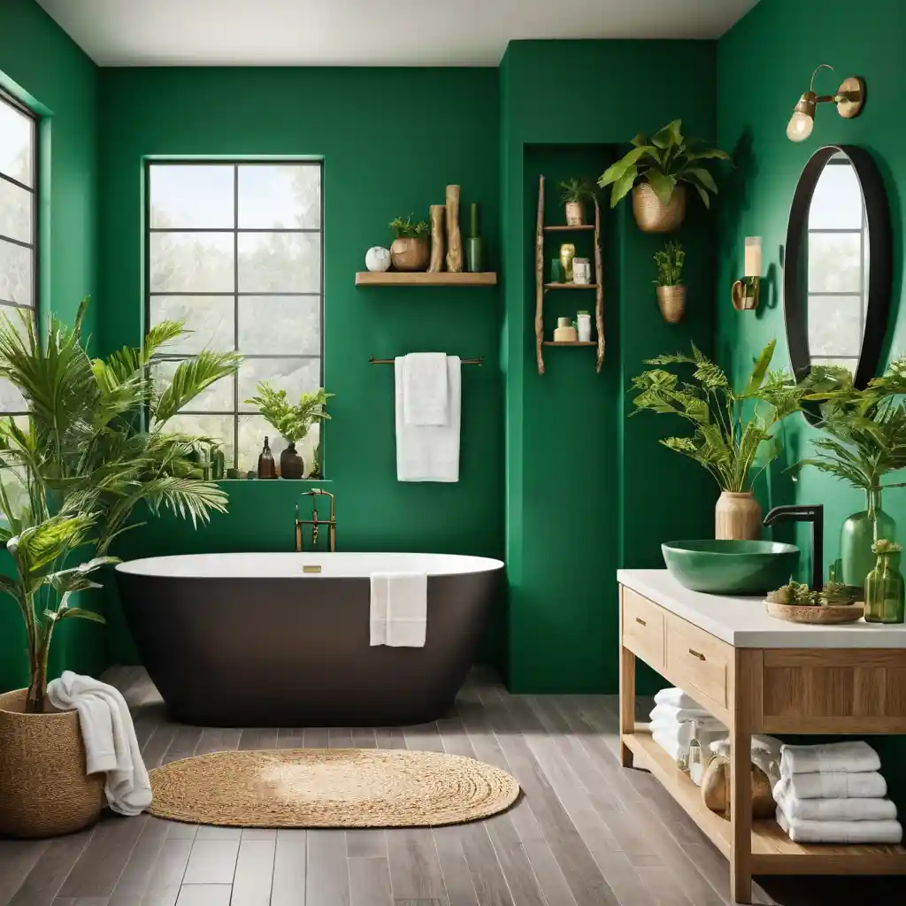 Emerald Green with Nature-Inspired Decor