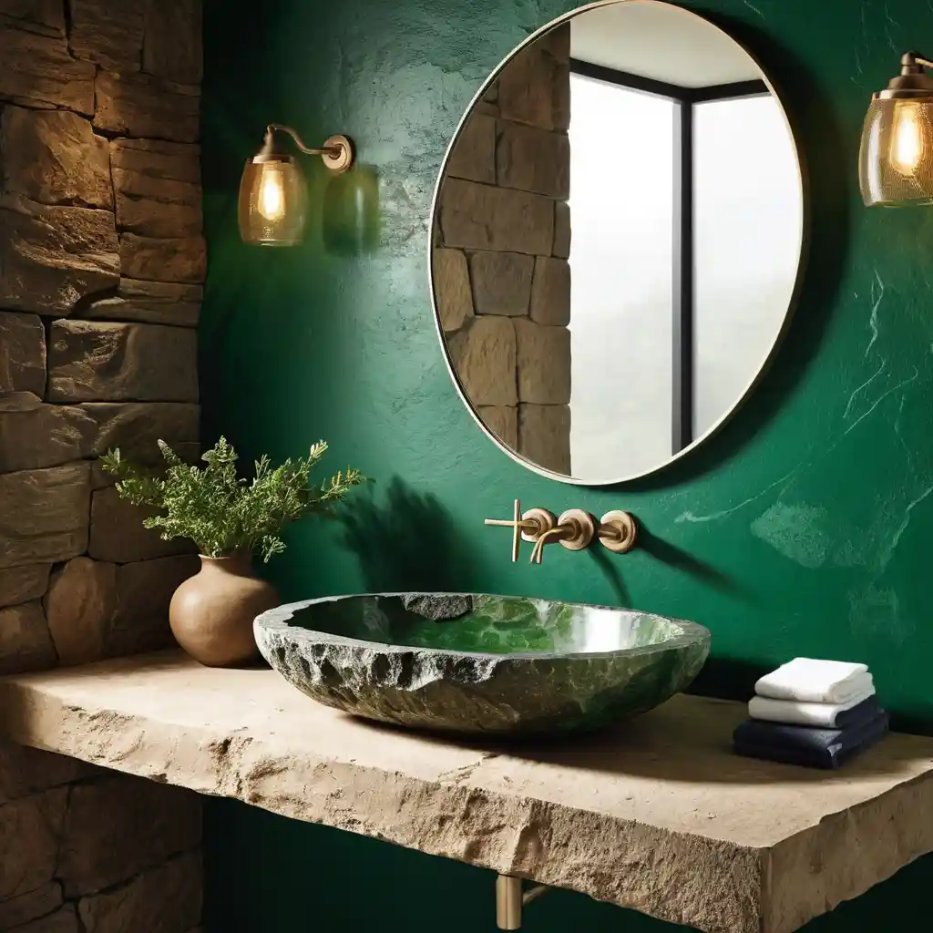 Emerald Green with Stone Sink