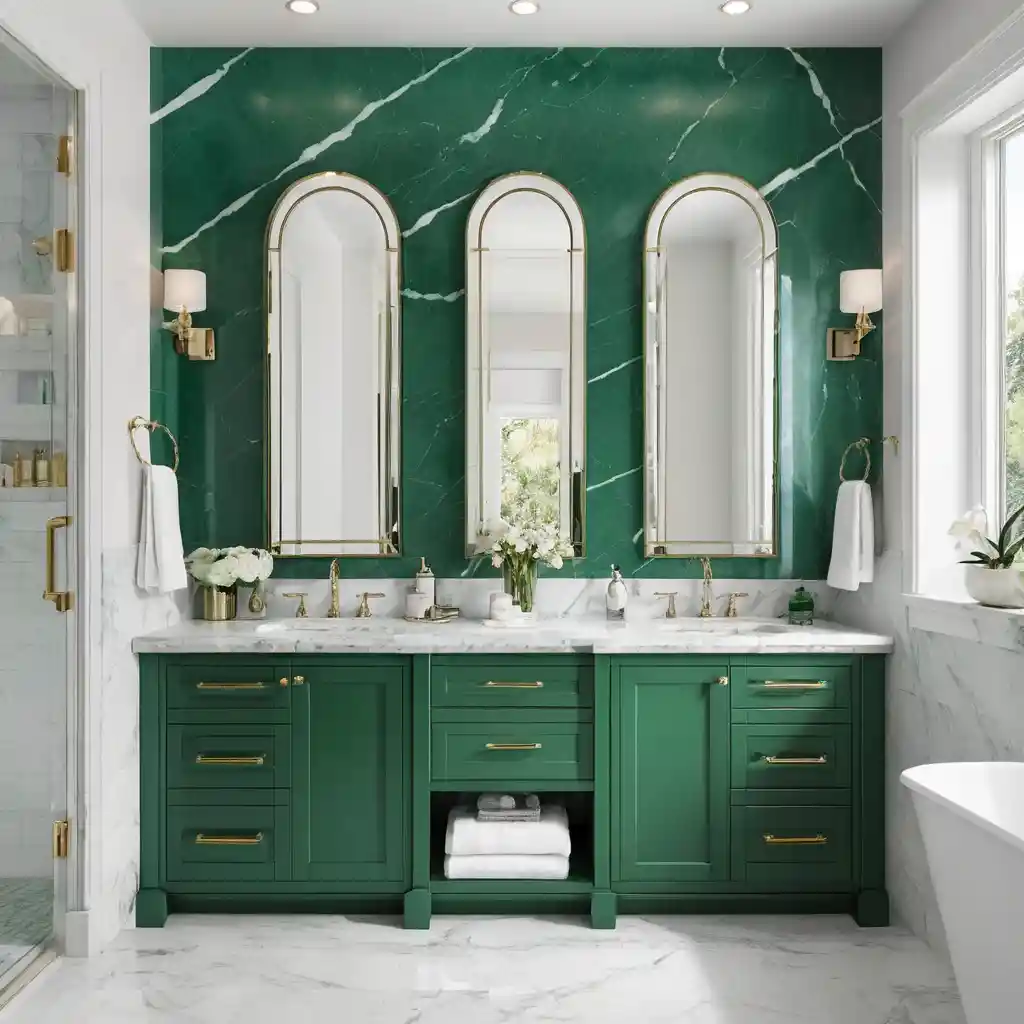 Emerald Green with White Marble Accents