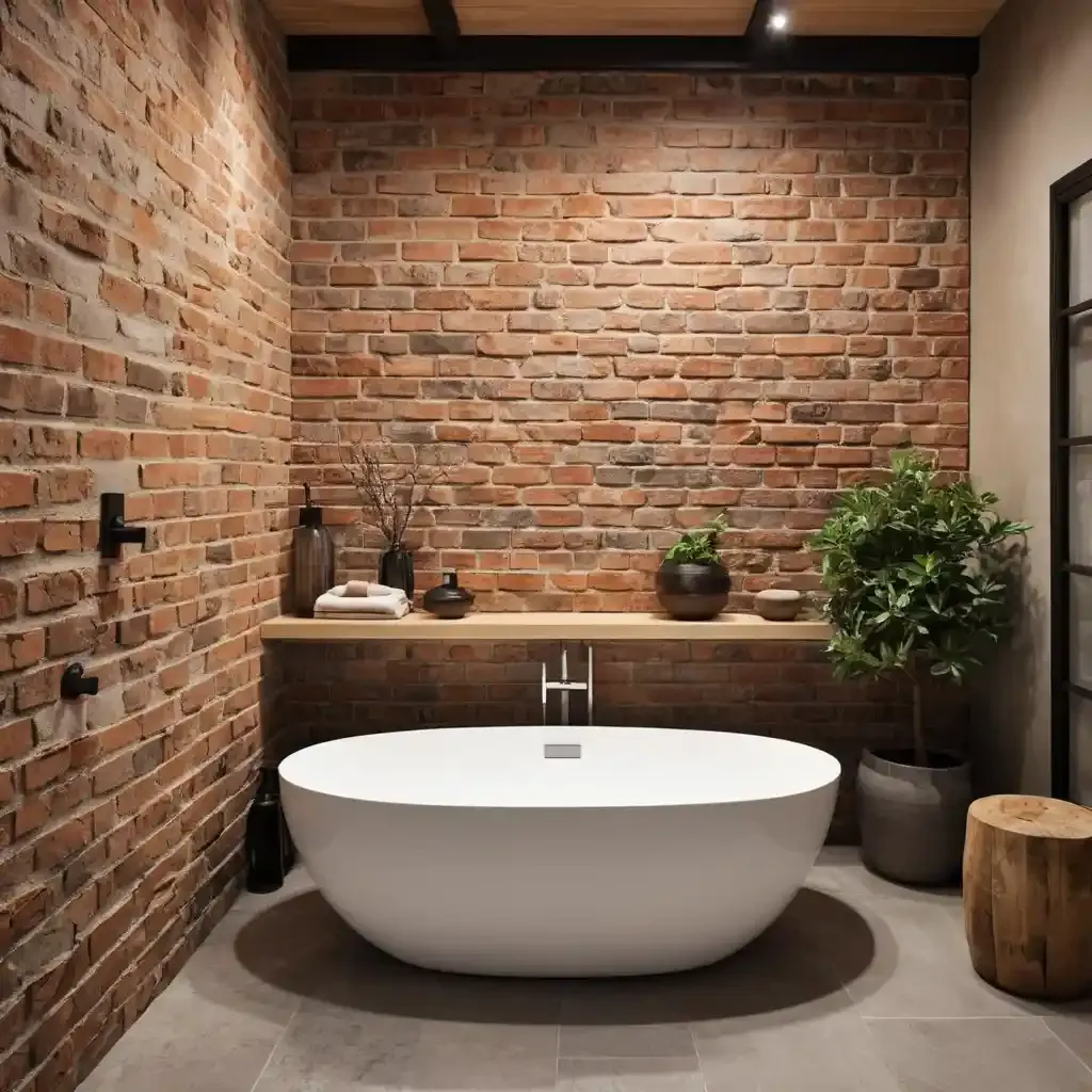 Exposed Brick Wall for Rustic Japanese Vibe