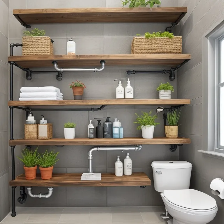 Exposed Pipe Shelving