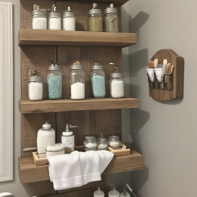 Farmhouse-Style Shelf with Mason Jars