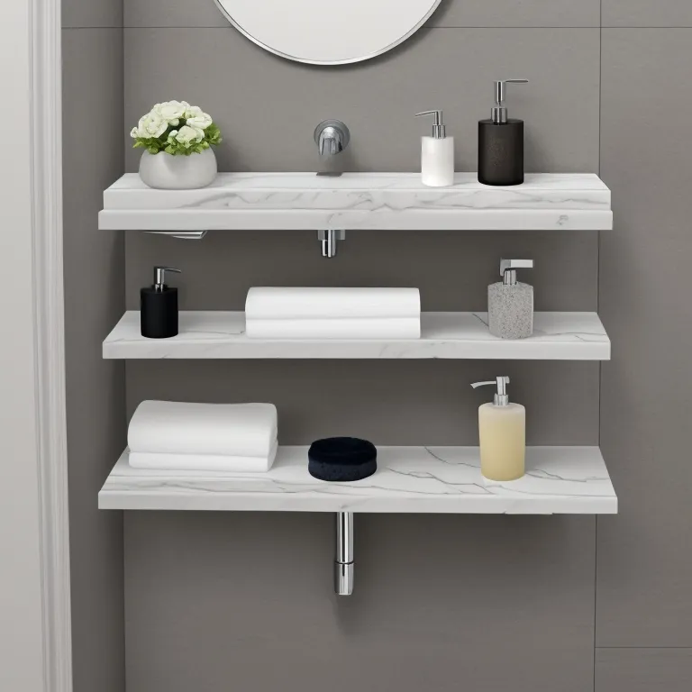 Faux Marble Shelf with Modern Accessories