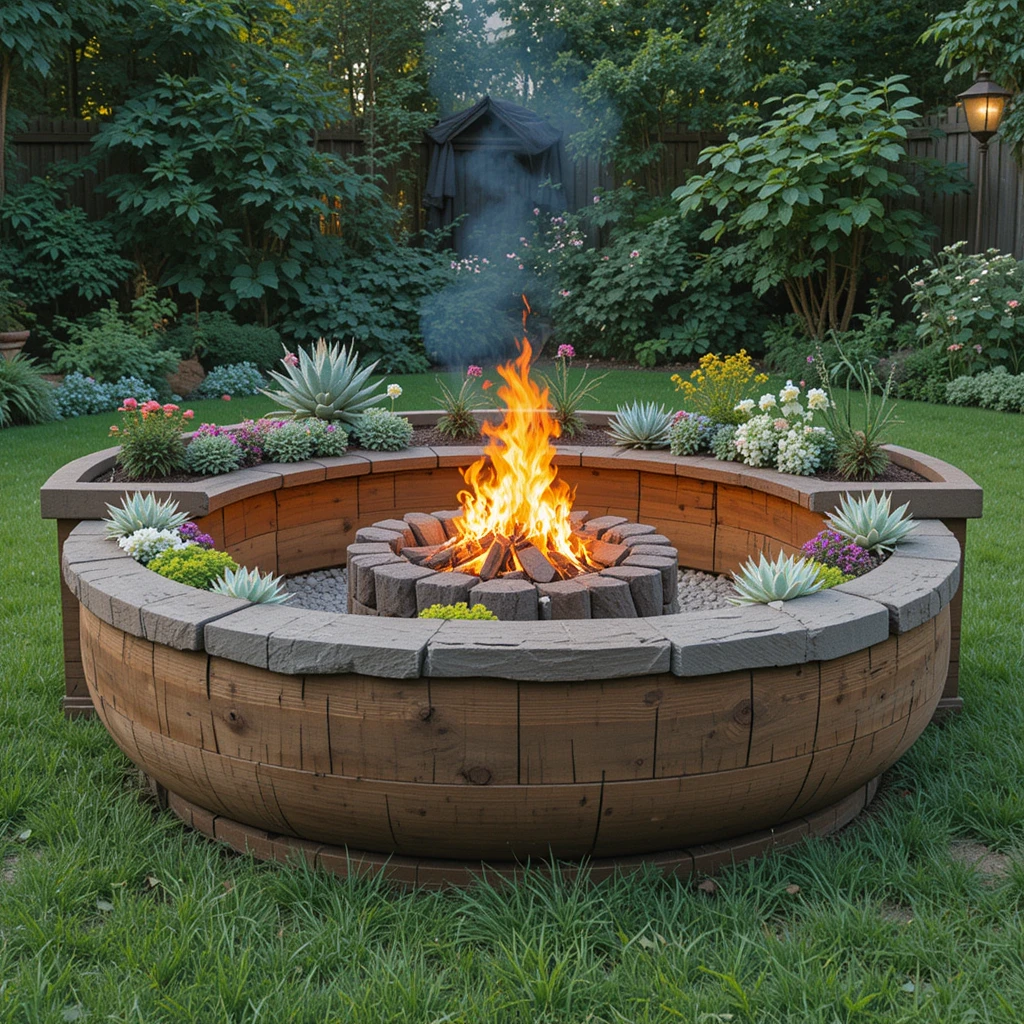 Fire Pit in a Raised Planter