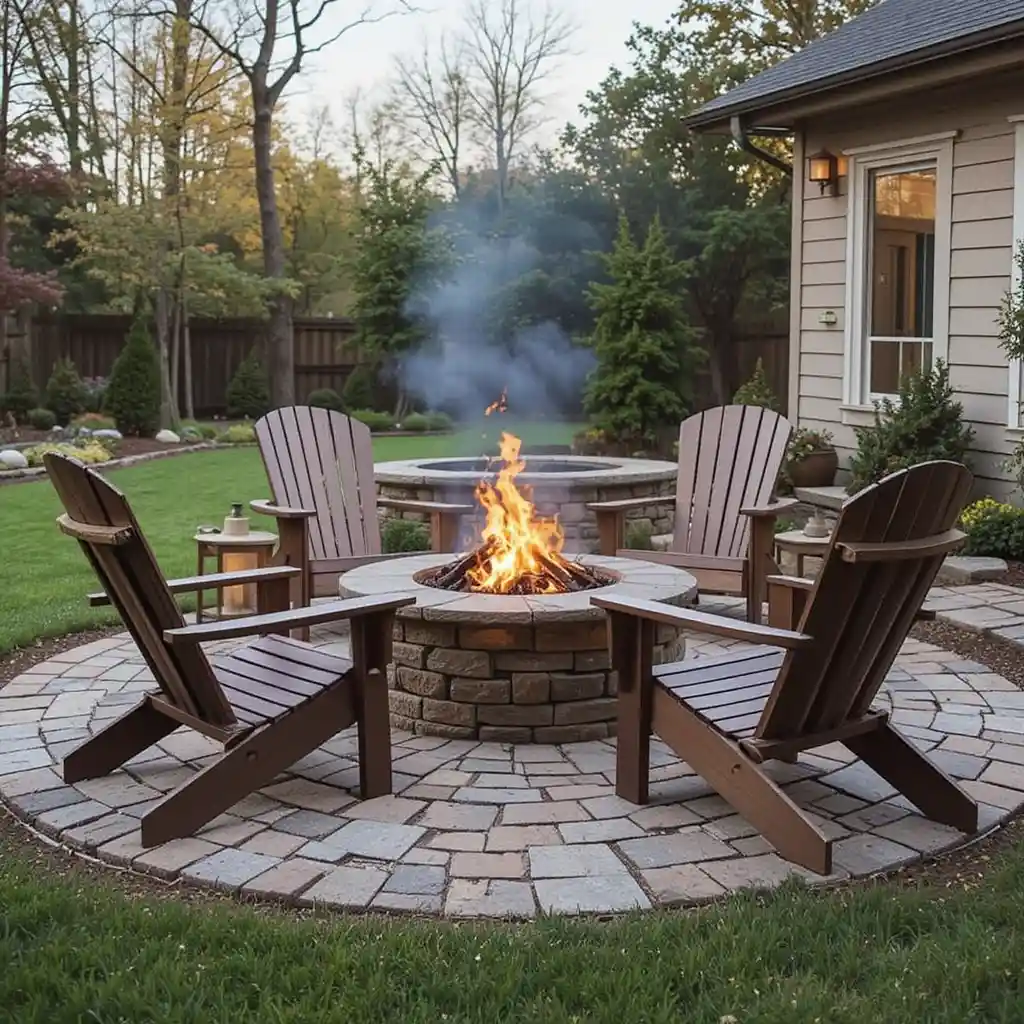 Fire Pit with Adirondack Chairs