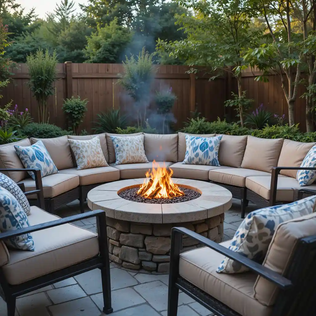 Fire Pit with Cushioned Seating