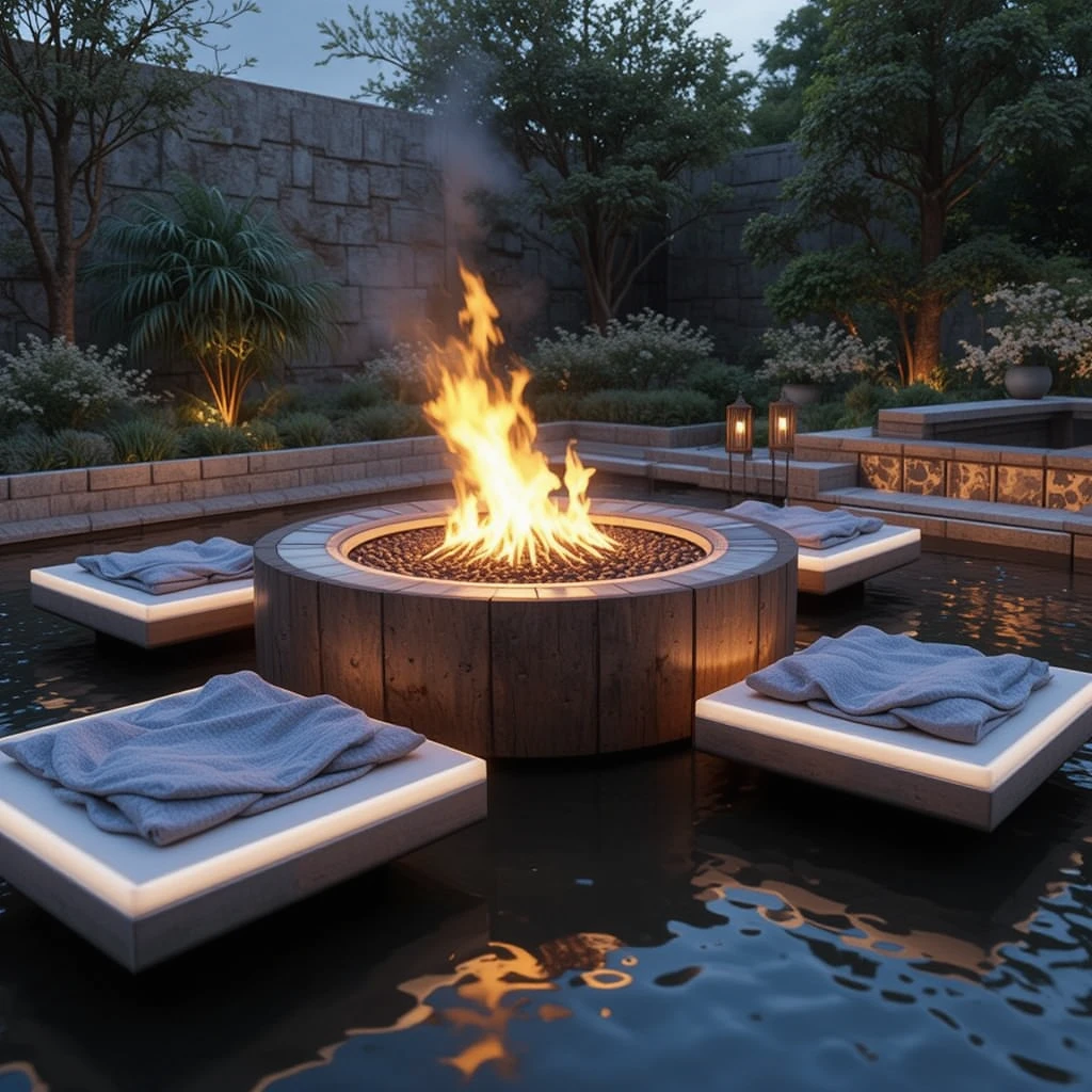 Fire Pit with Floating Seats