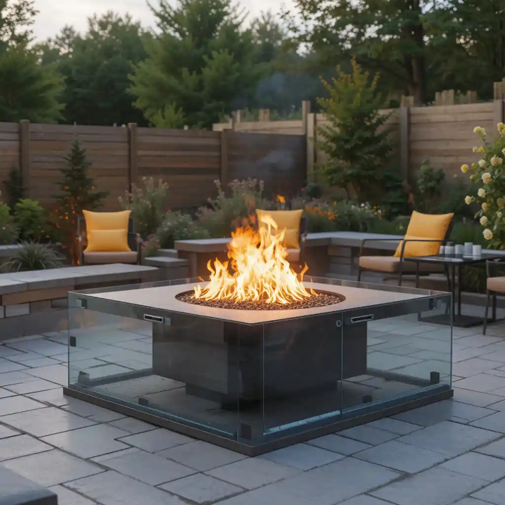 Fire Pit with Glass Surround