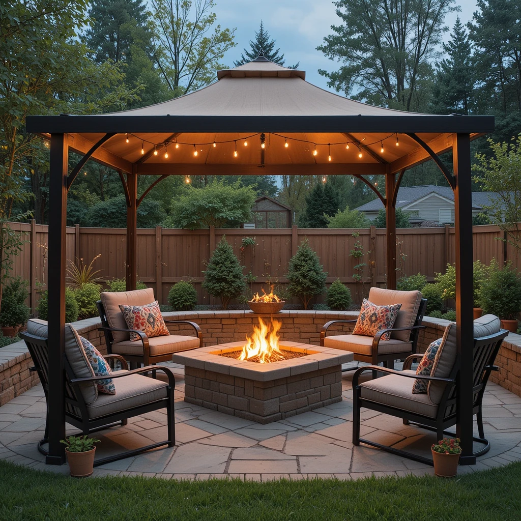 Fire Pit with Overhead Canopy