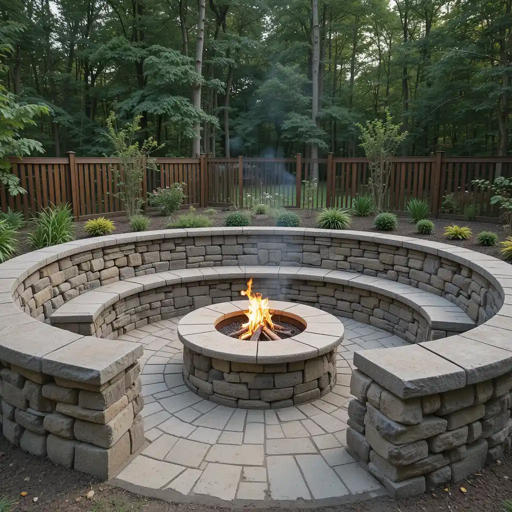 Fire Pit with Stone Walls