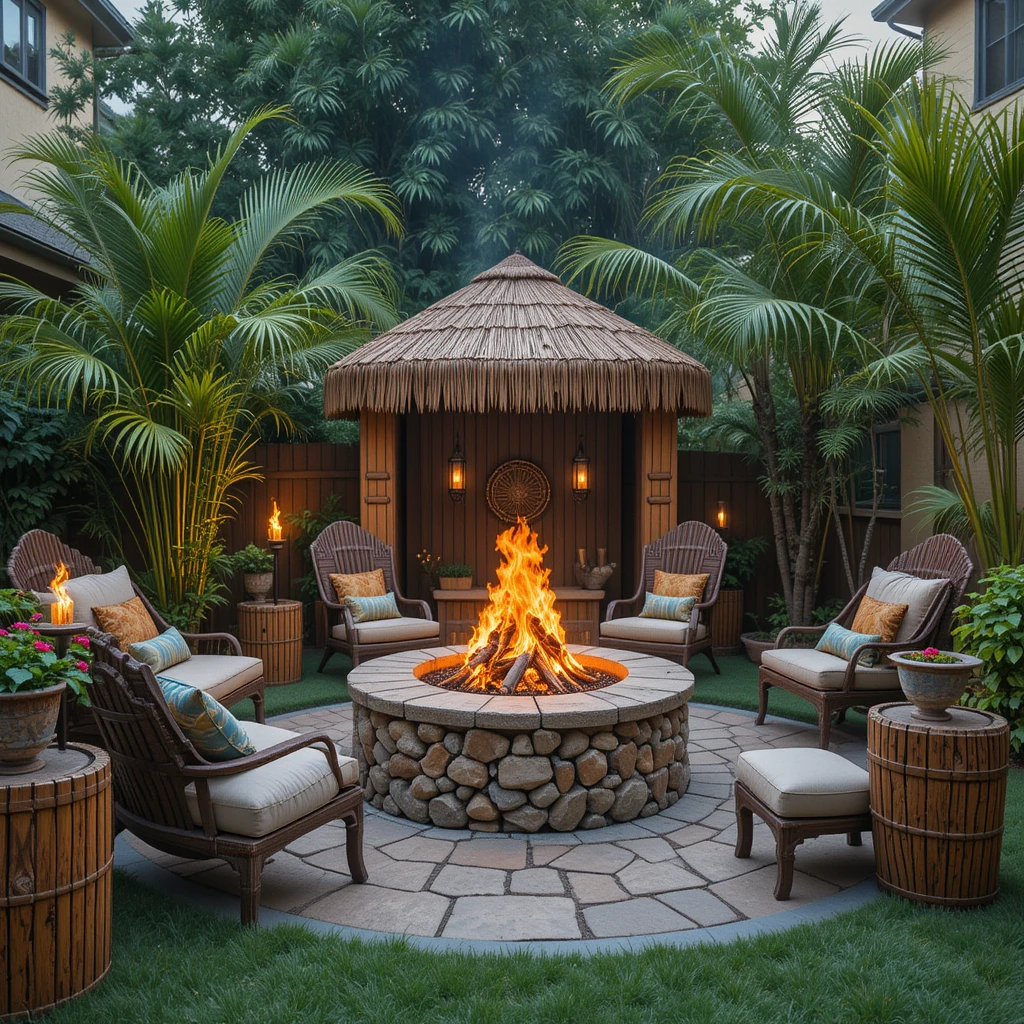 Fire Pit with a Tiki Theme