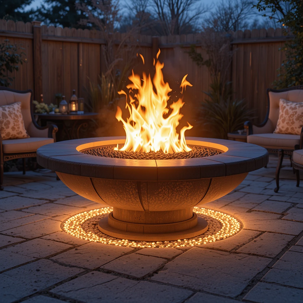 Fire Pit with an Illuminated Base