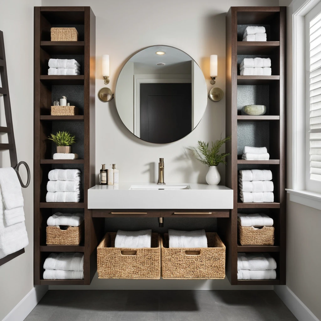 Floating Vanity with Storage Shelves