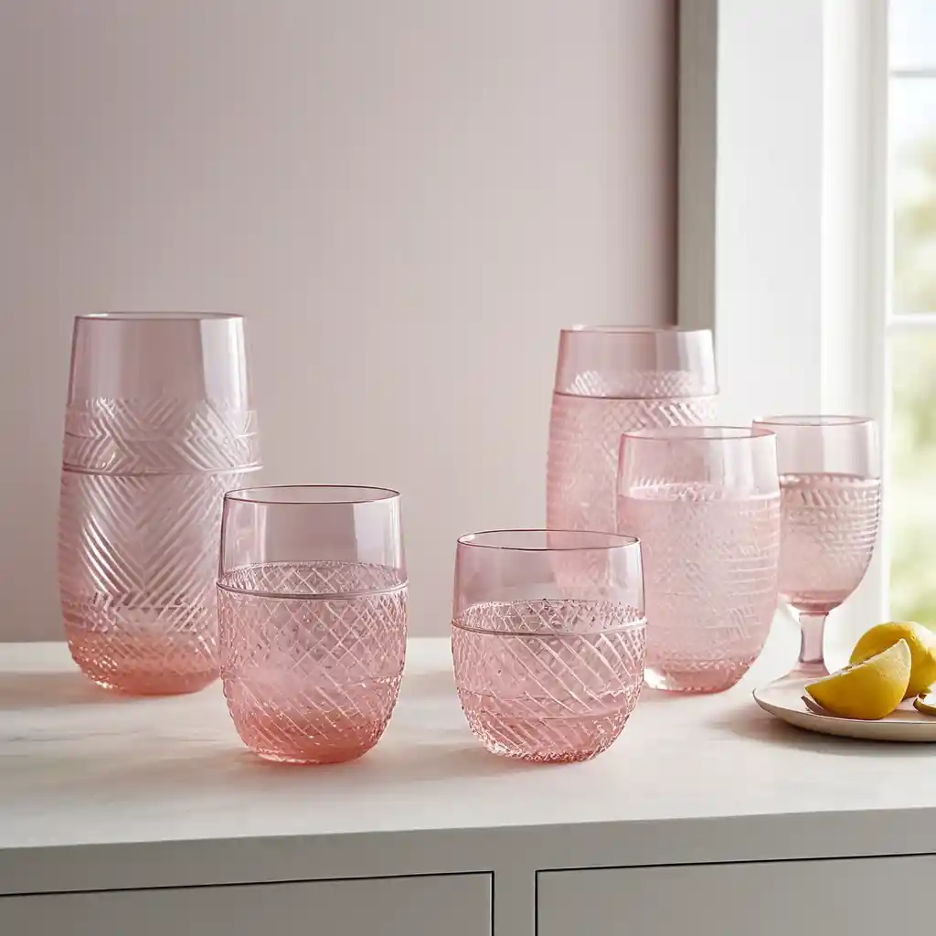 Frosted Pink Glassware