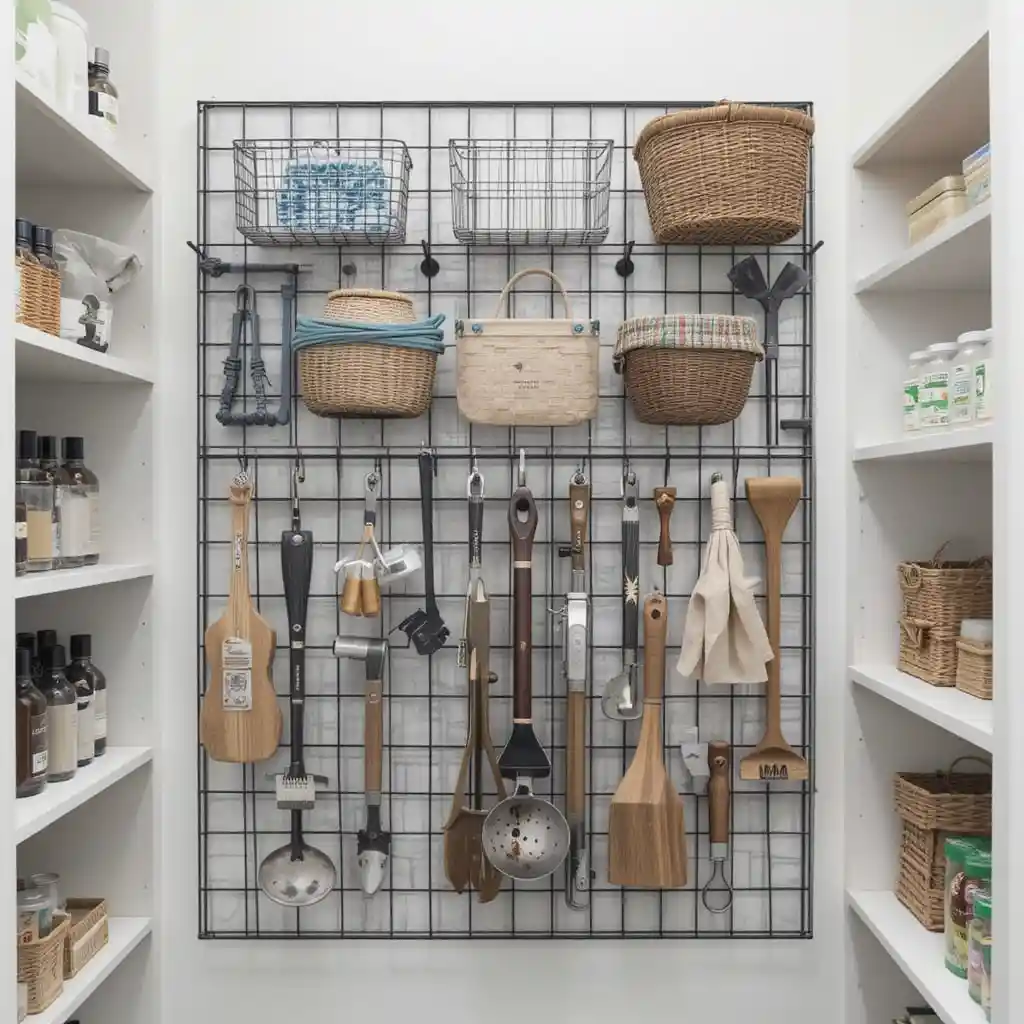 Grid Wall Pantry Organization