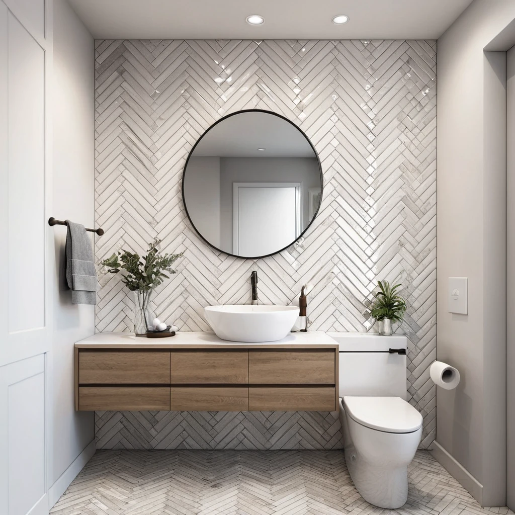 Herringbone Tile Accent Wall