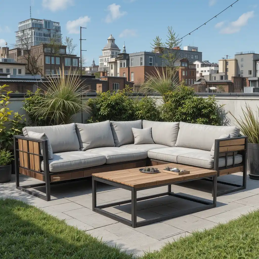 Industrial-Style Sofa with Reclaimed Materials