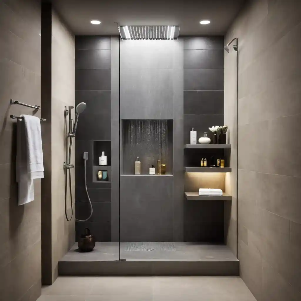 LED-Lit Niche in a Modern Shower