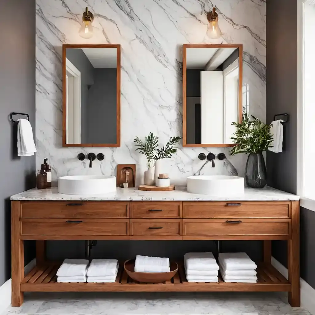 Marble and Wood Mix for Vanity