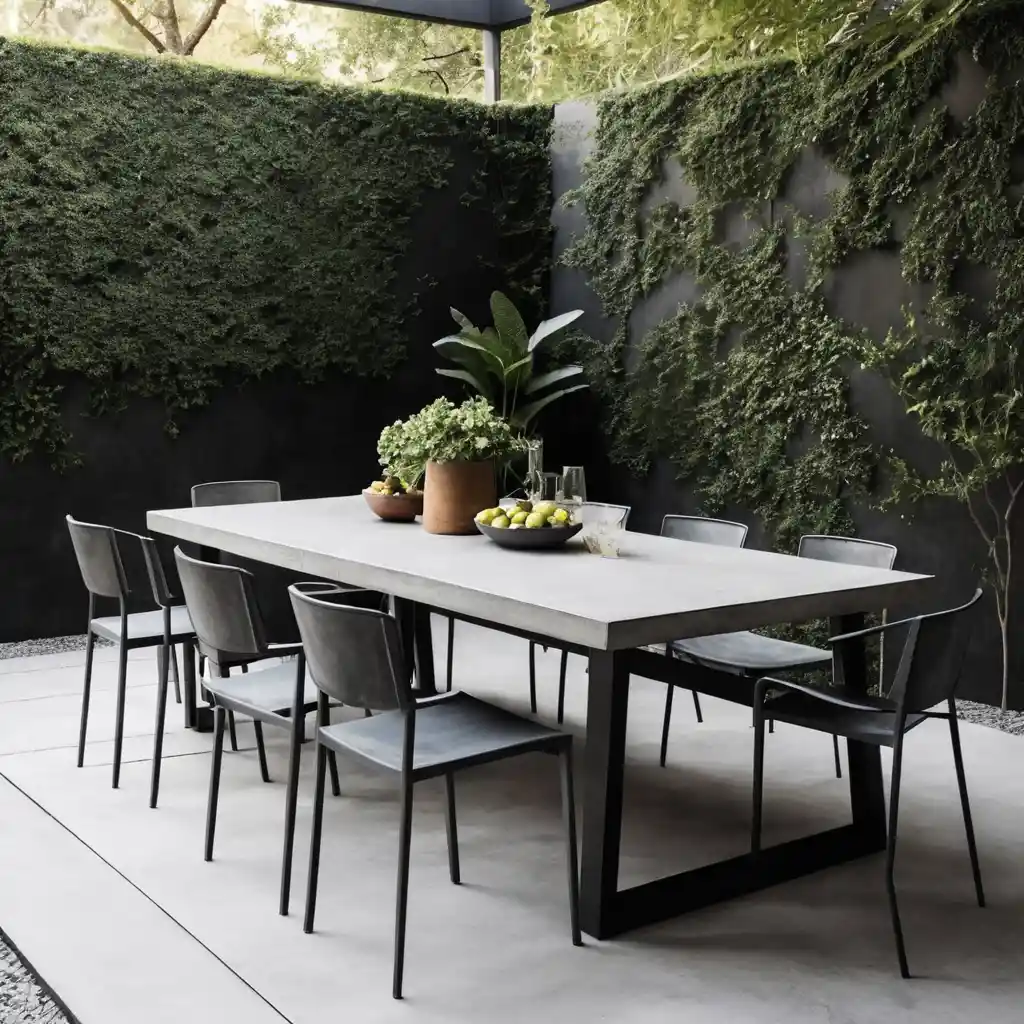 Minimalist Concrete Patio Dining