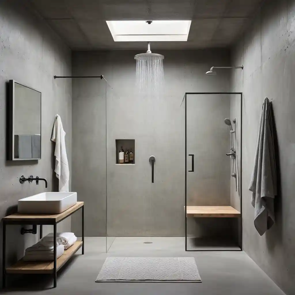 Minimalist Shower with Concrete Walls