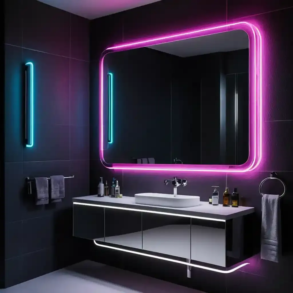 Mirror with Neon Lights