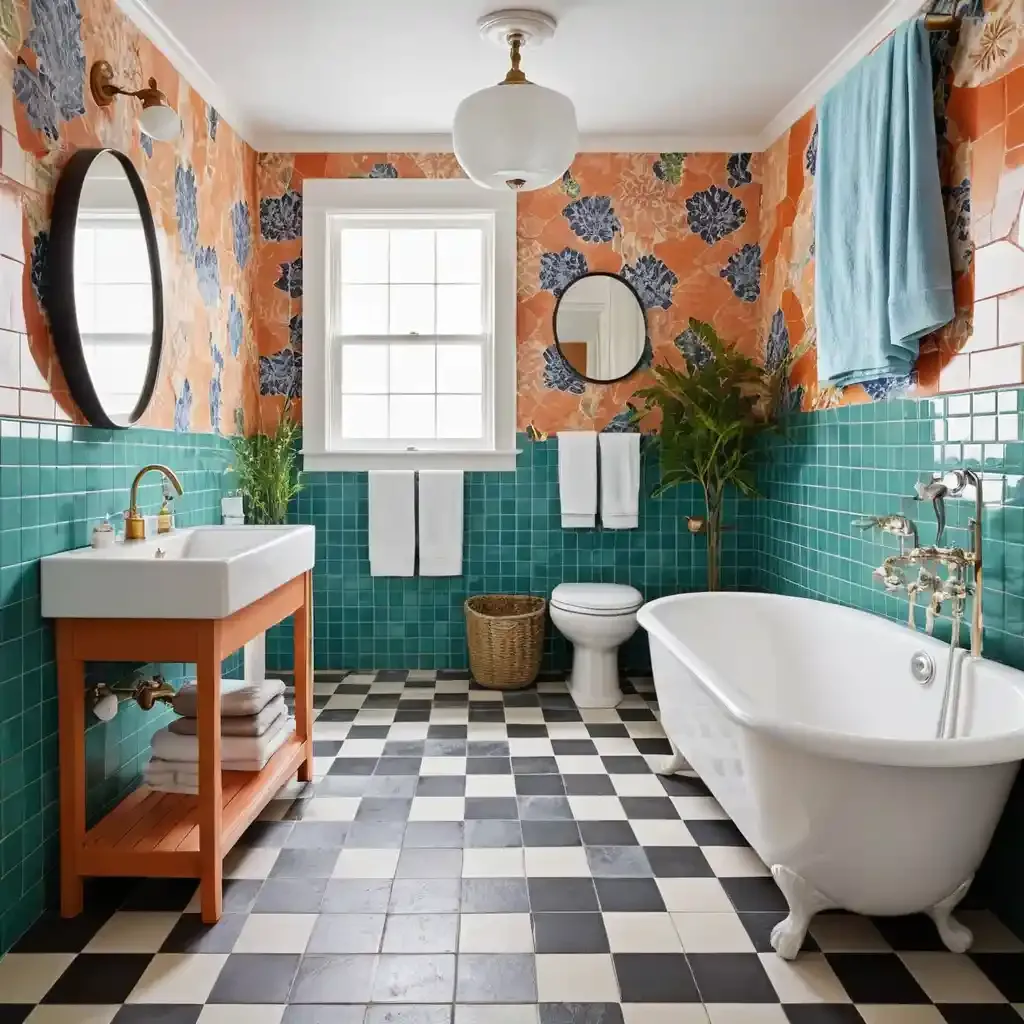 Mismatched Bathroom Tiles