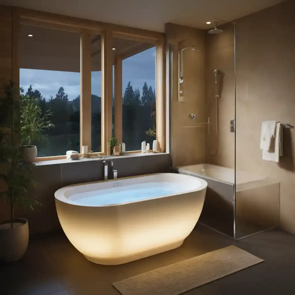 Ofuro Tub with Built-In Lighting