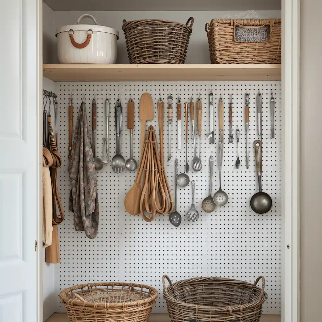 Open Pantry with Pegboards