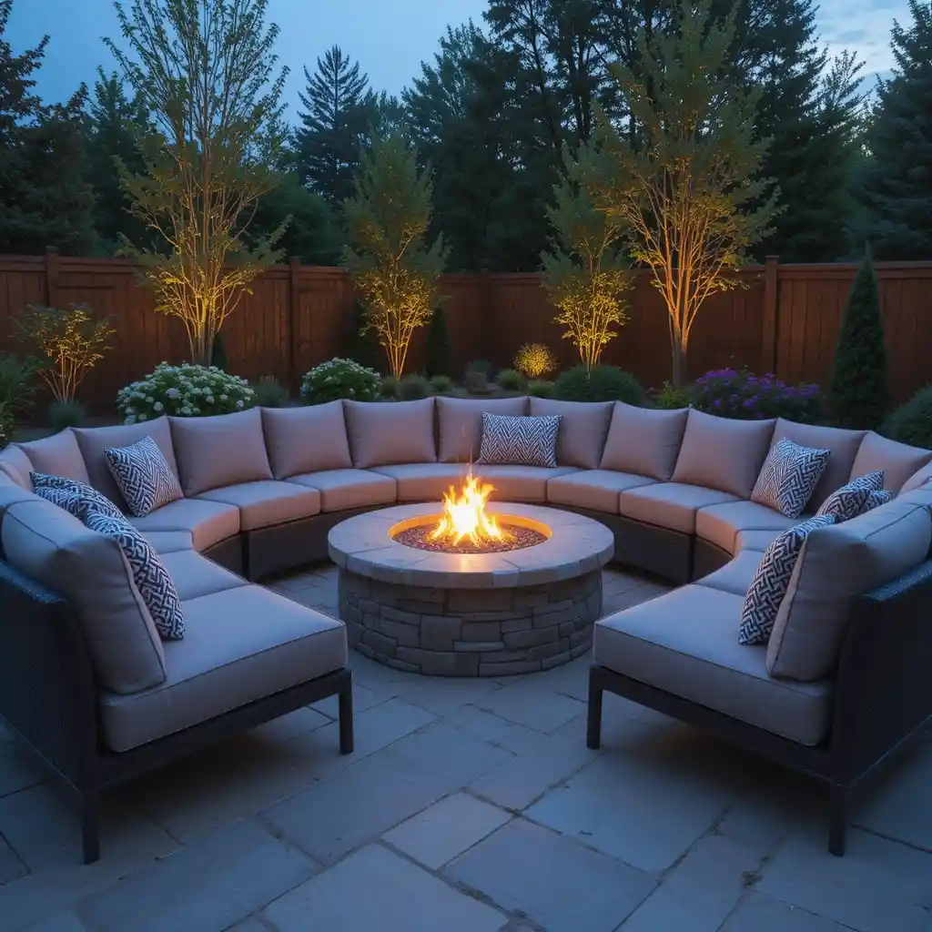 Outdoor Sofa with Fire Pit Integration