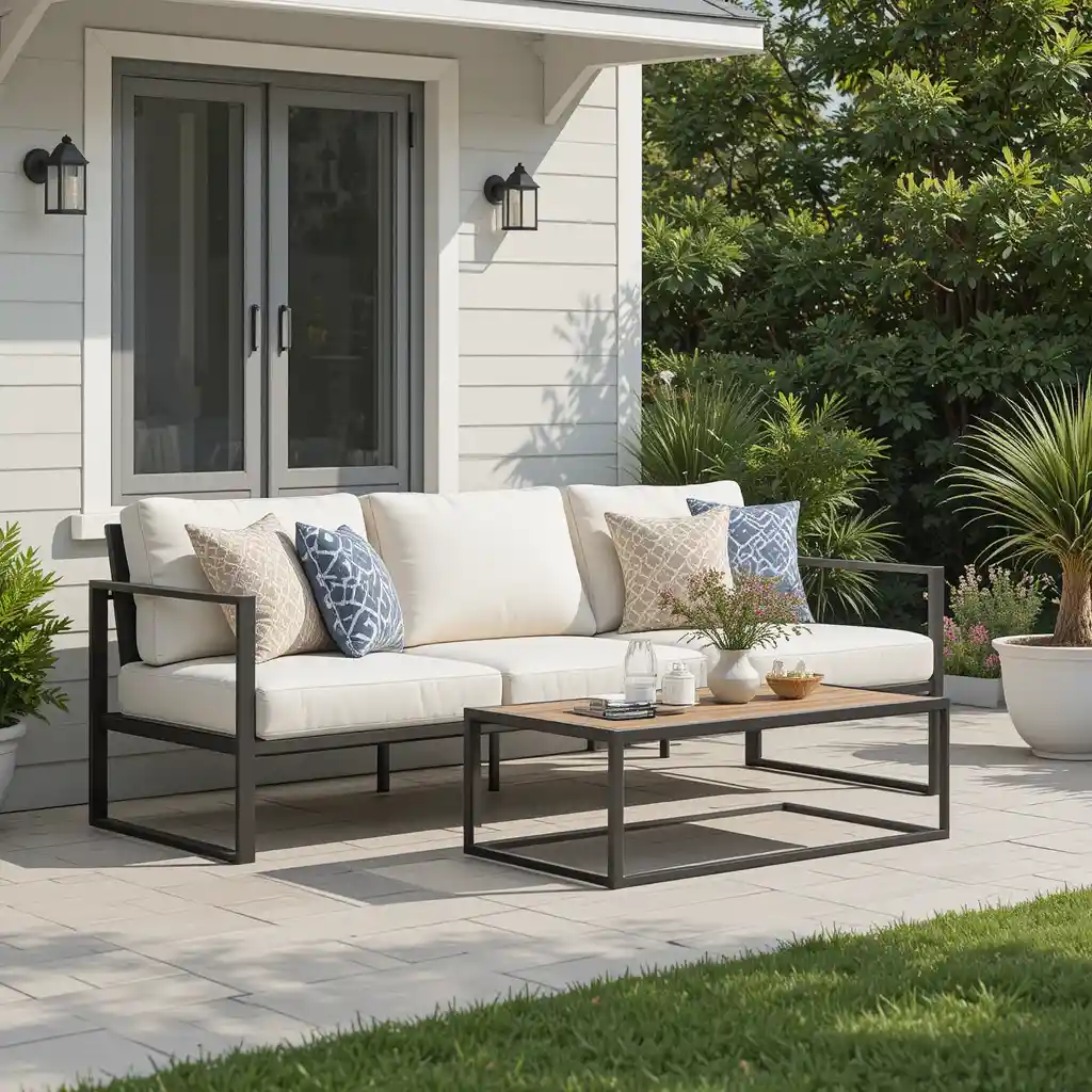 Outdoor Sofa with Sturdy Metal Frame