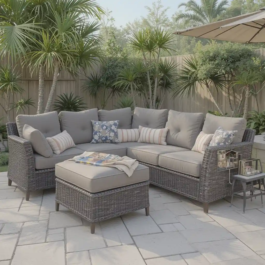 Oversized Outdoor Sofa with Ottoman