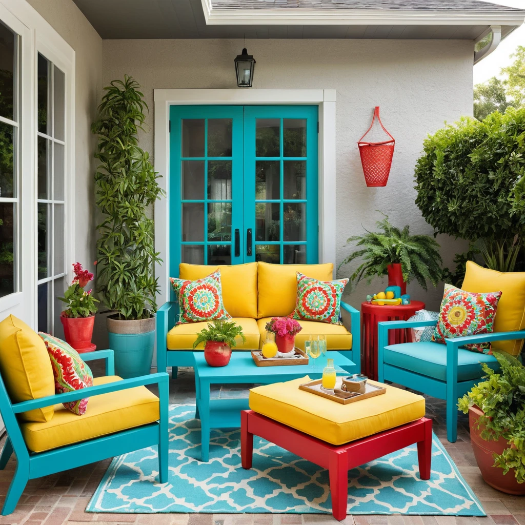 Patio with Brightly Colored Furniture