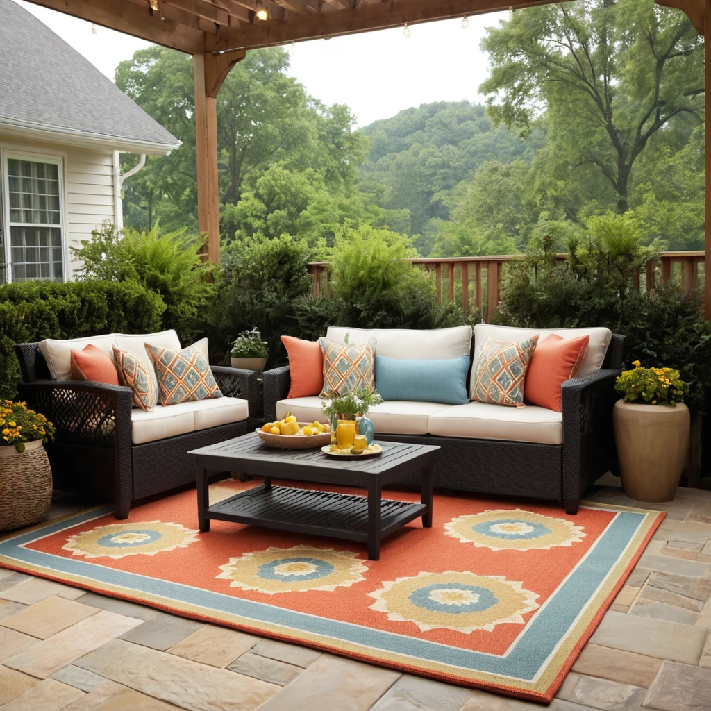 Patio with Outdoor Rug and Pillows