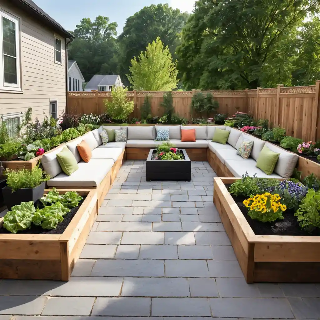 Patio with Raised Garden Beds