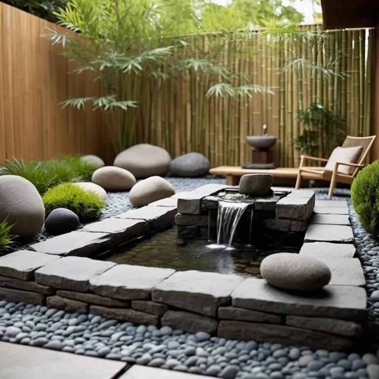 Patio with Water Feature and Zen Garden