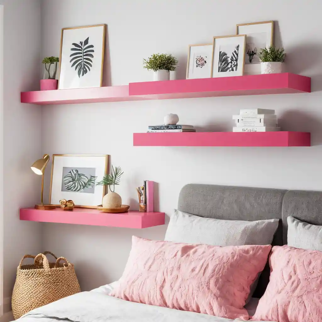 Pink Floating Shelves