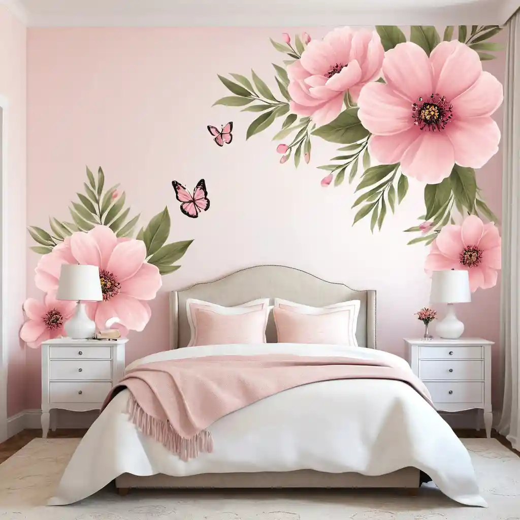 Pink Floral Wall Decals