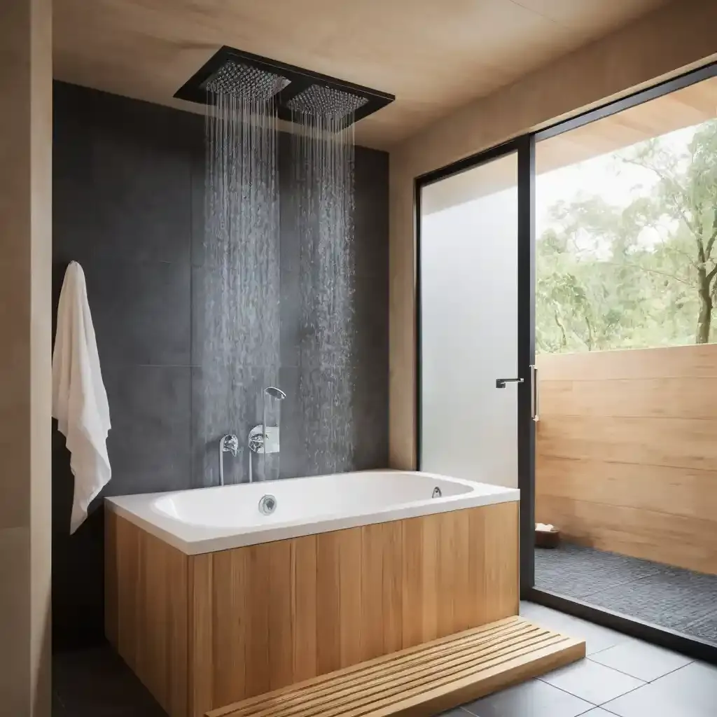 Rainfall Shower Over Ofuro Tub