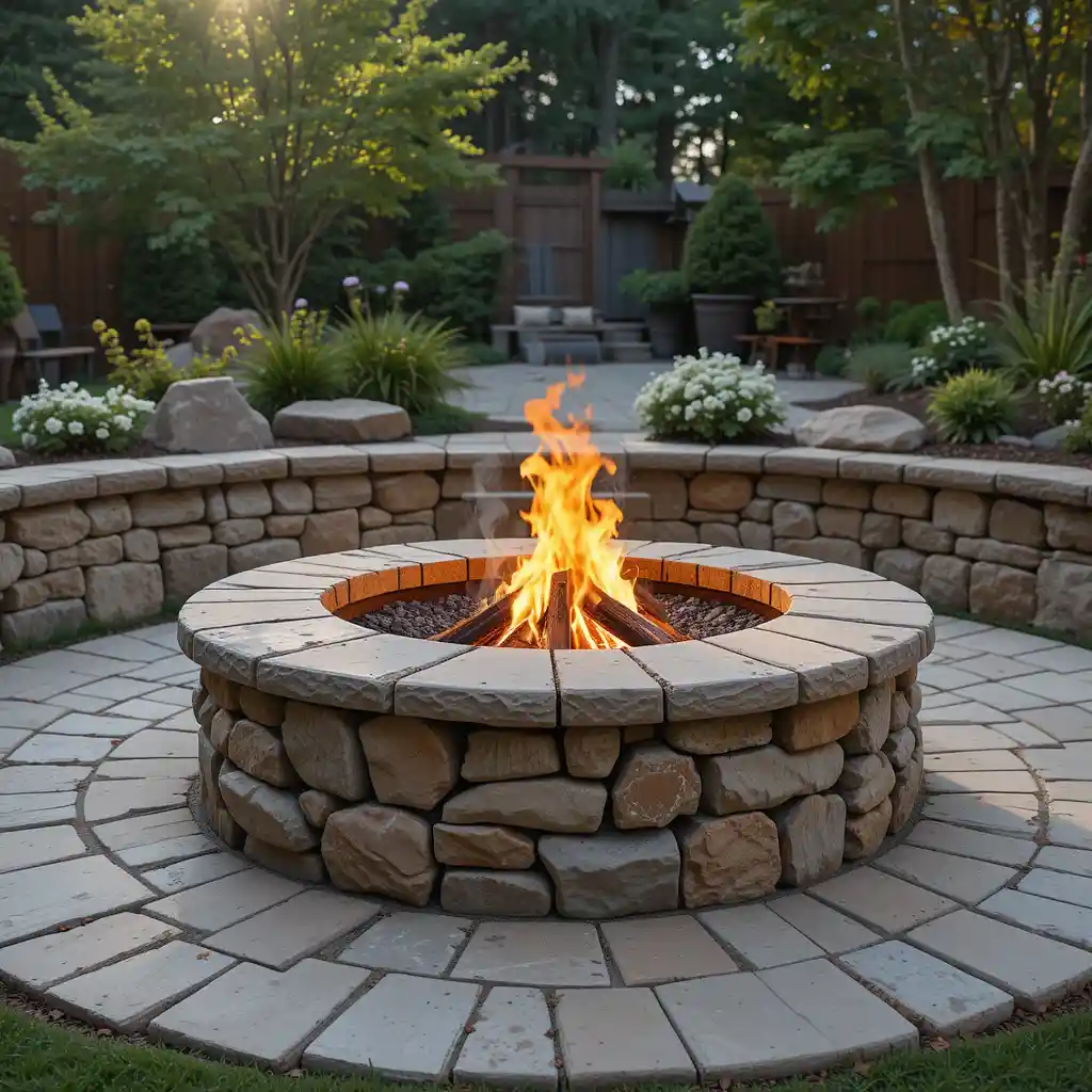 Rustic Stone Fire Pit