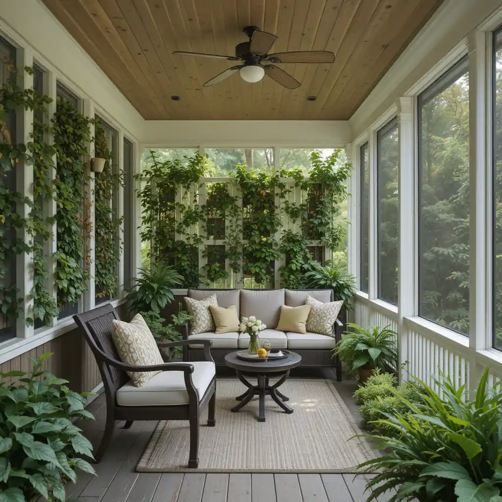 Screened Porch with Vertical Gardens