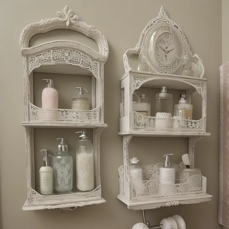 Shabby Chic Shelf with Lace Decor